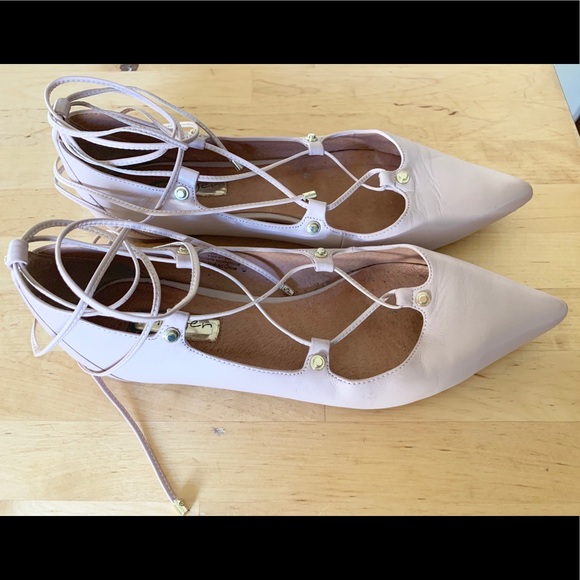 Halogen Owen Pointy Toe Lace Up Ballet Flat 8 - Picture 2 of 5